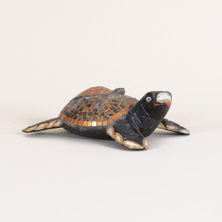 Indoor Mosaic Adult Turtle with Baby Turtle