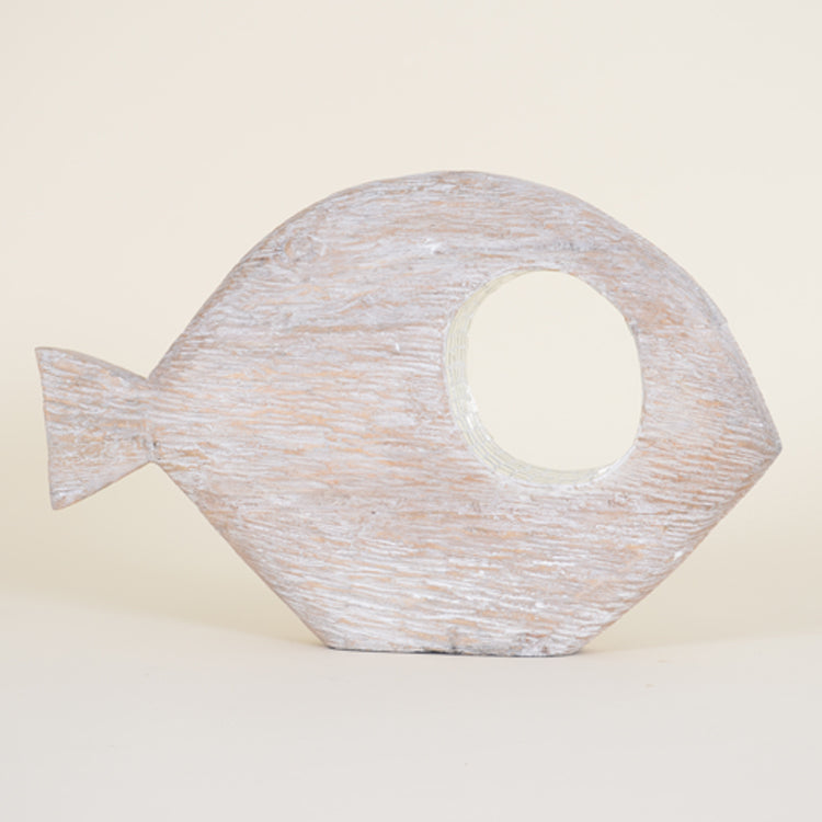 Indoor Large Distressed Abstract Fish with Mirror Rimmed Eye