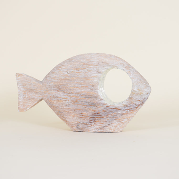 Indoor Small Distressed Abstract Fish with Mirror Rimmed Eye