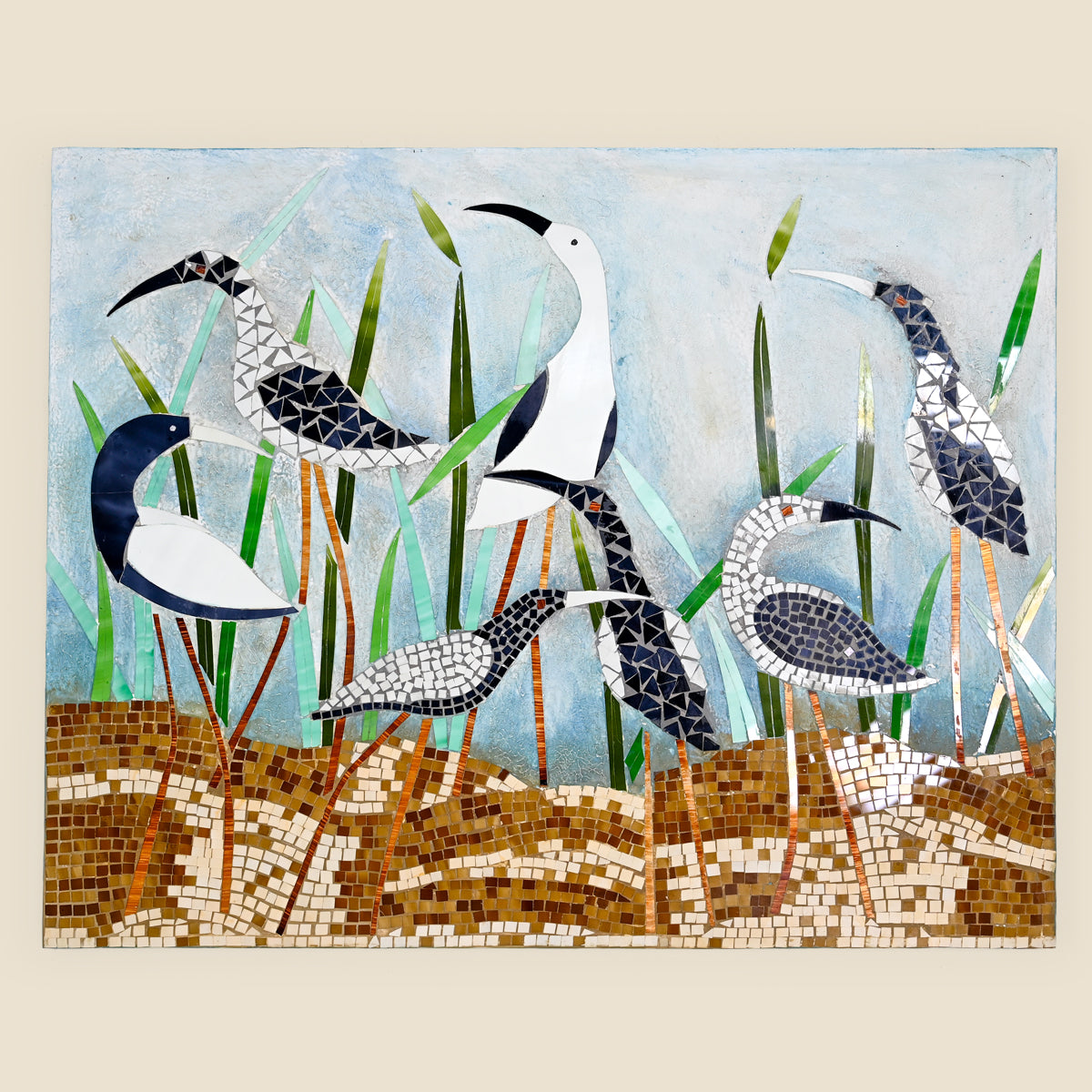 Birds on the Sand Mosaic Wall Hanging on Canvas