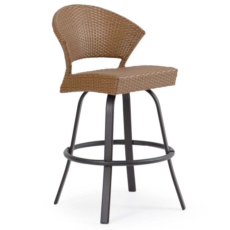 Empire Outdoor Wicker Bar Height Stool with Curved Back