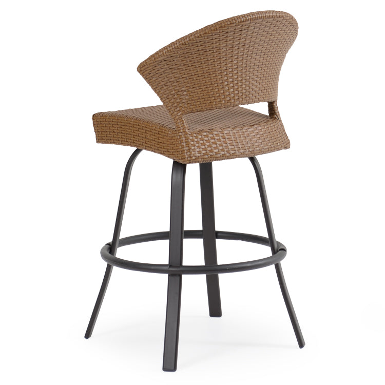 Empire Outdoor Wicker Bar Height Stool with Curved Back