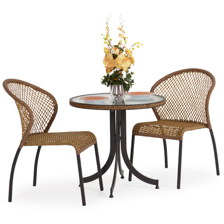 Empire Outdoor Wicker 28" Round Bistro Table with Glass Top