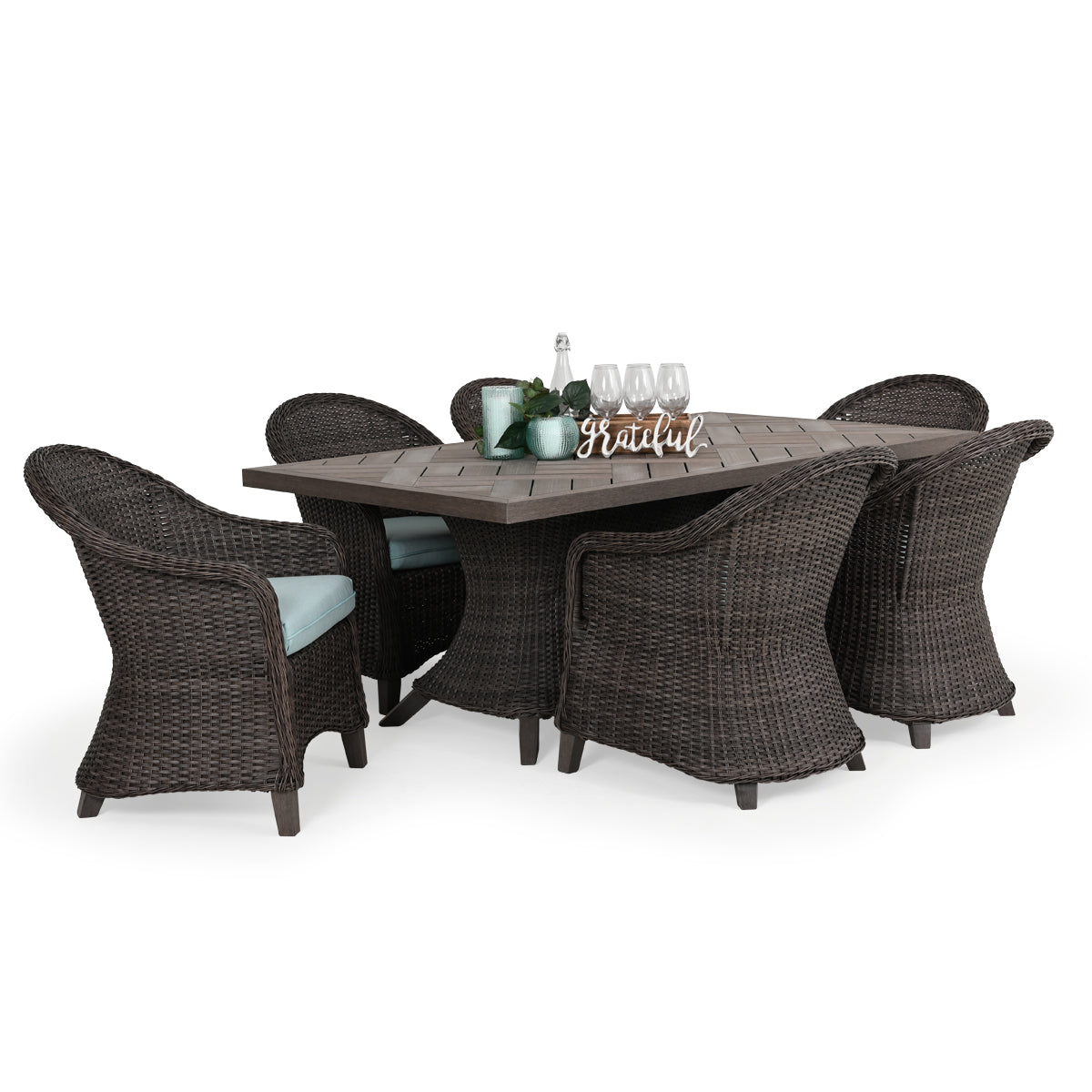 Sanibel Outdoor Wicker 7 Piece Rectangle Dining Set