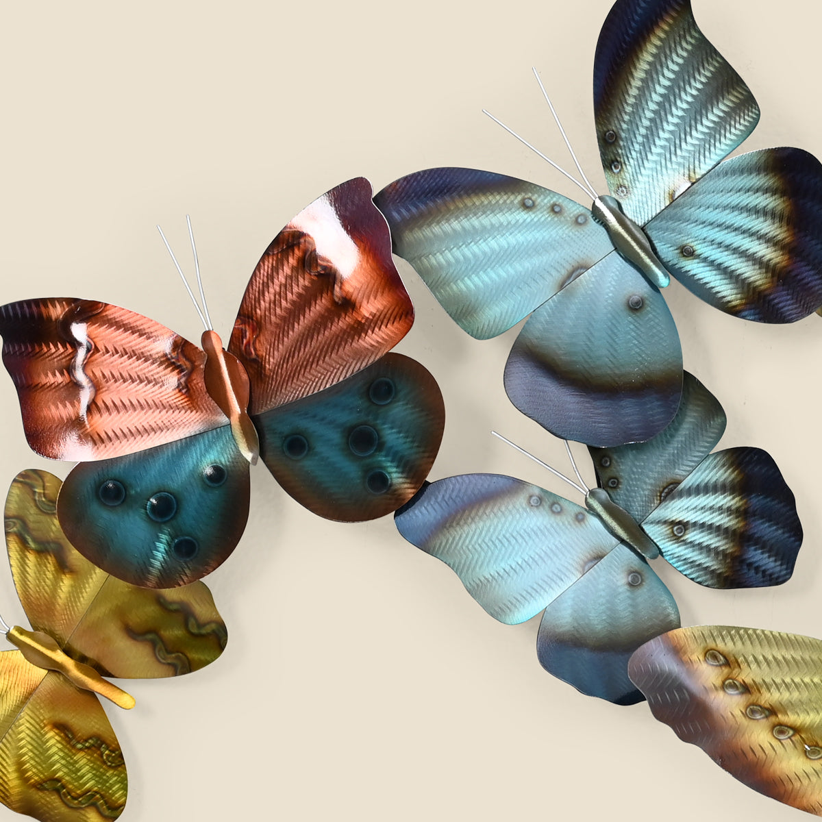 Mixed Flight Horizontal Butterflies Metal Wall Art