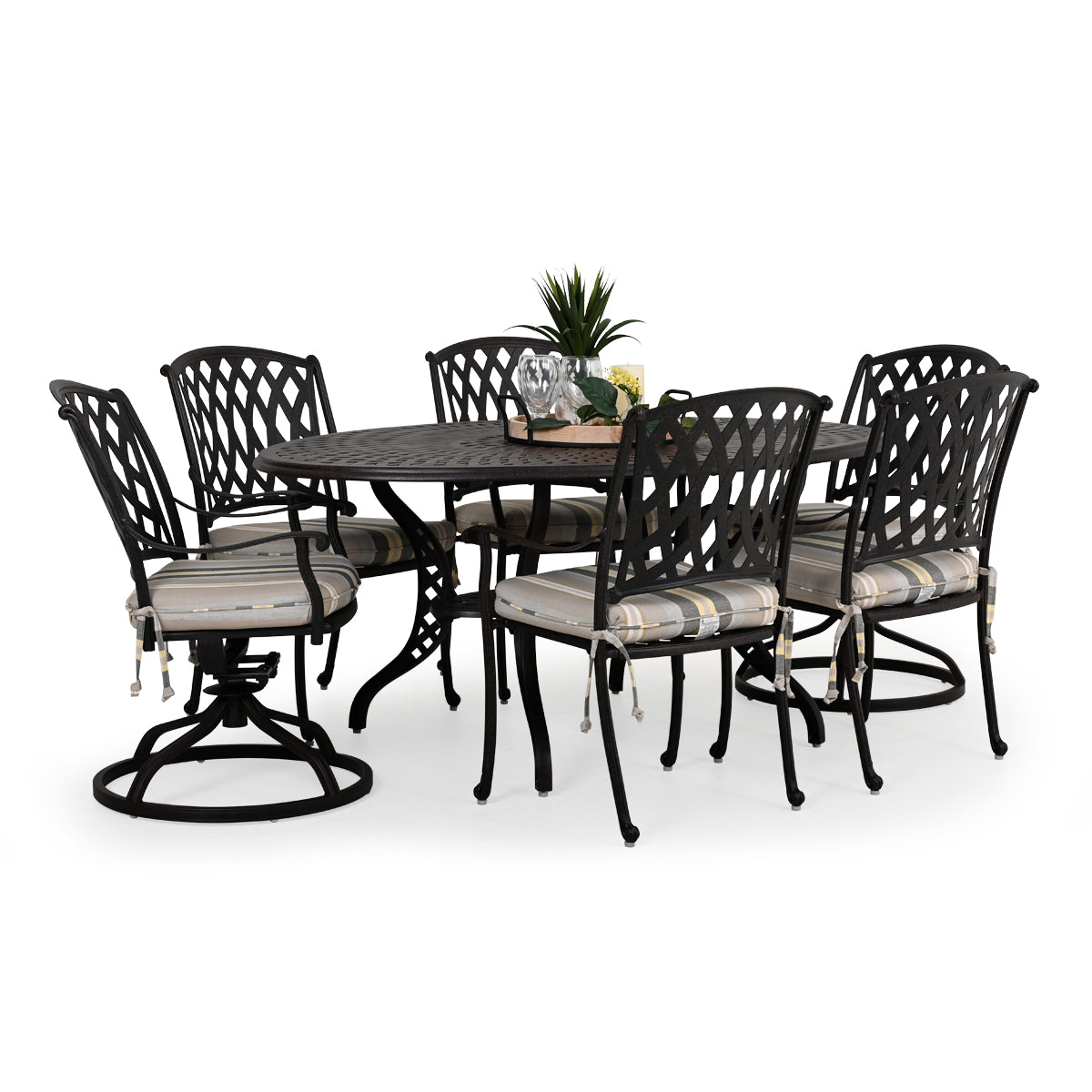 Trellis Outdoor Cast Aluminum 7 Piece Oval Dining Set